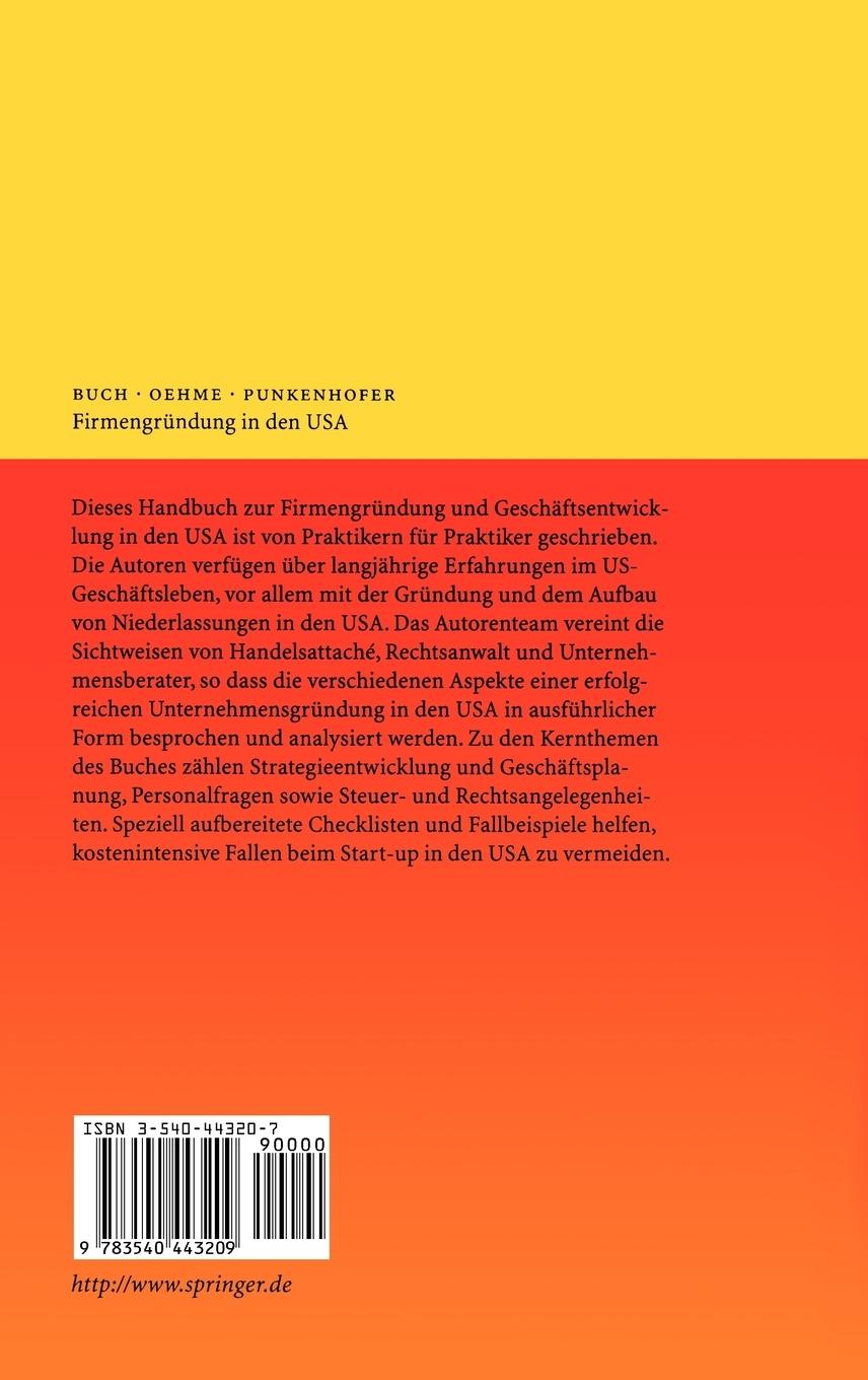 Rückseitencover Firmengründung in den USA