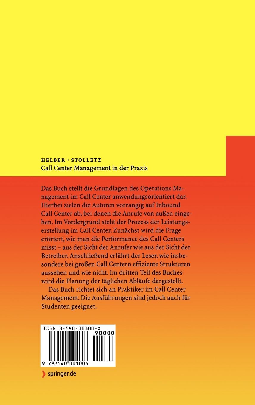 Rückseitencover Call Center Management in der Praxis