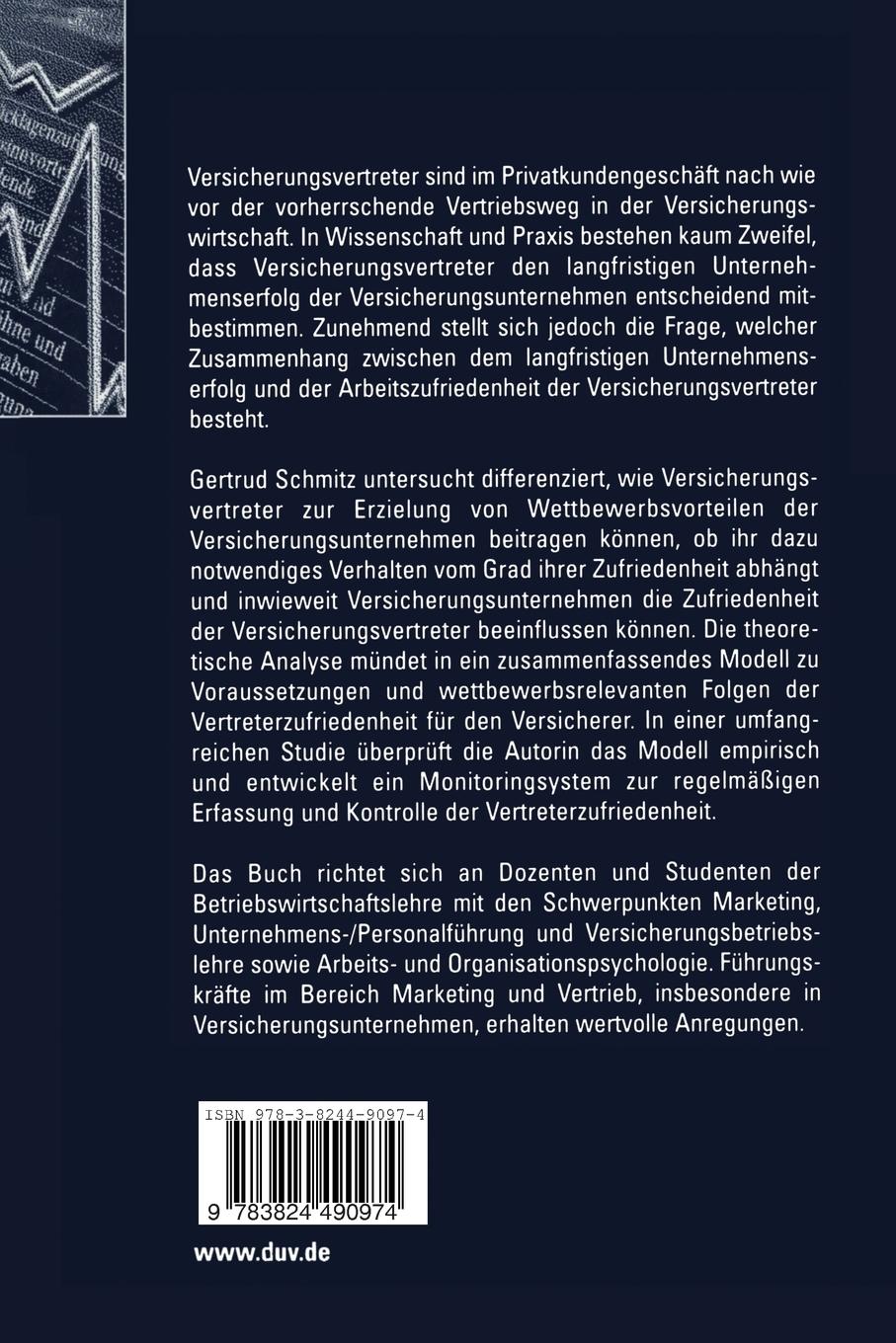 Rückseitencover Die Zufriedenheit von Versicherungsvertretern als unternehmerische Zielgröße