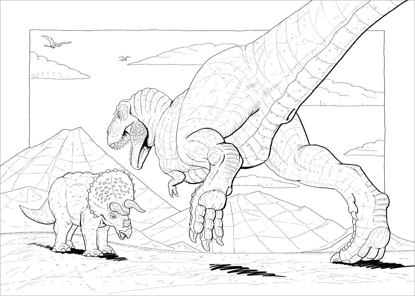 Beispielinhalt (Bild) Sticker-Malbuch Dinosaurier