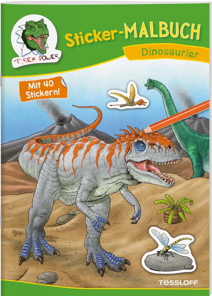 Vorderes Coverbild Sticker-Malbuch Dinosaurier