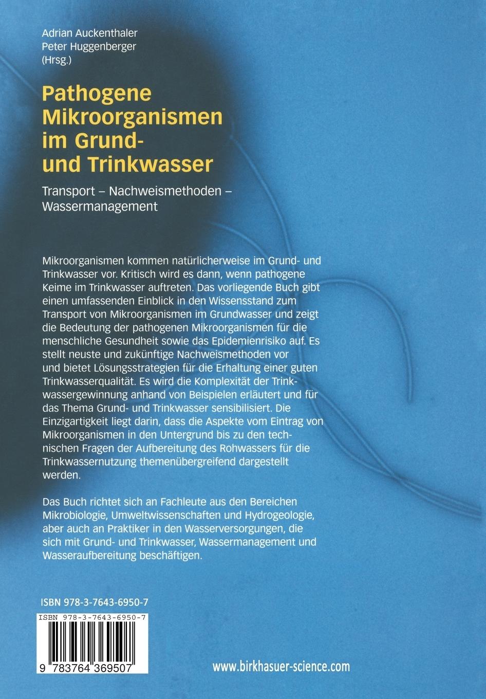 Rückseitencover Pathogene Mikroorganismen im Grund- und Trinkwasser