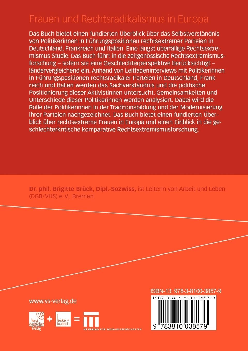 Rückseitencover Frauen und Rechtsradikalismus in Europa