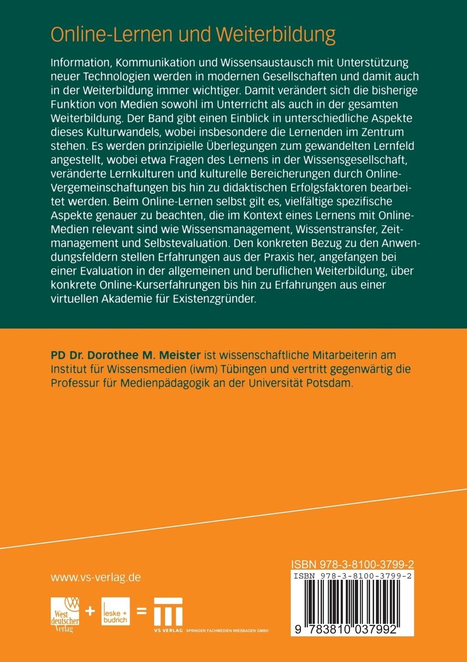 Rückseitencover Online-Lernen und Weiterbildung