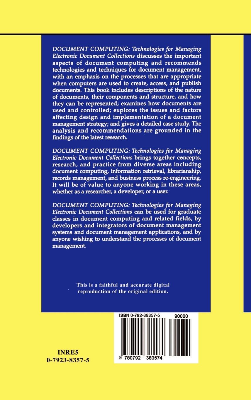 Rückseitencover Document Computing