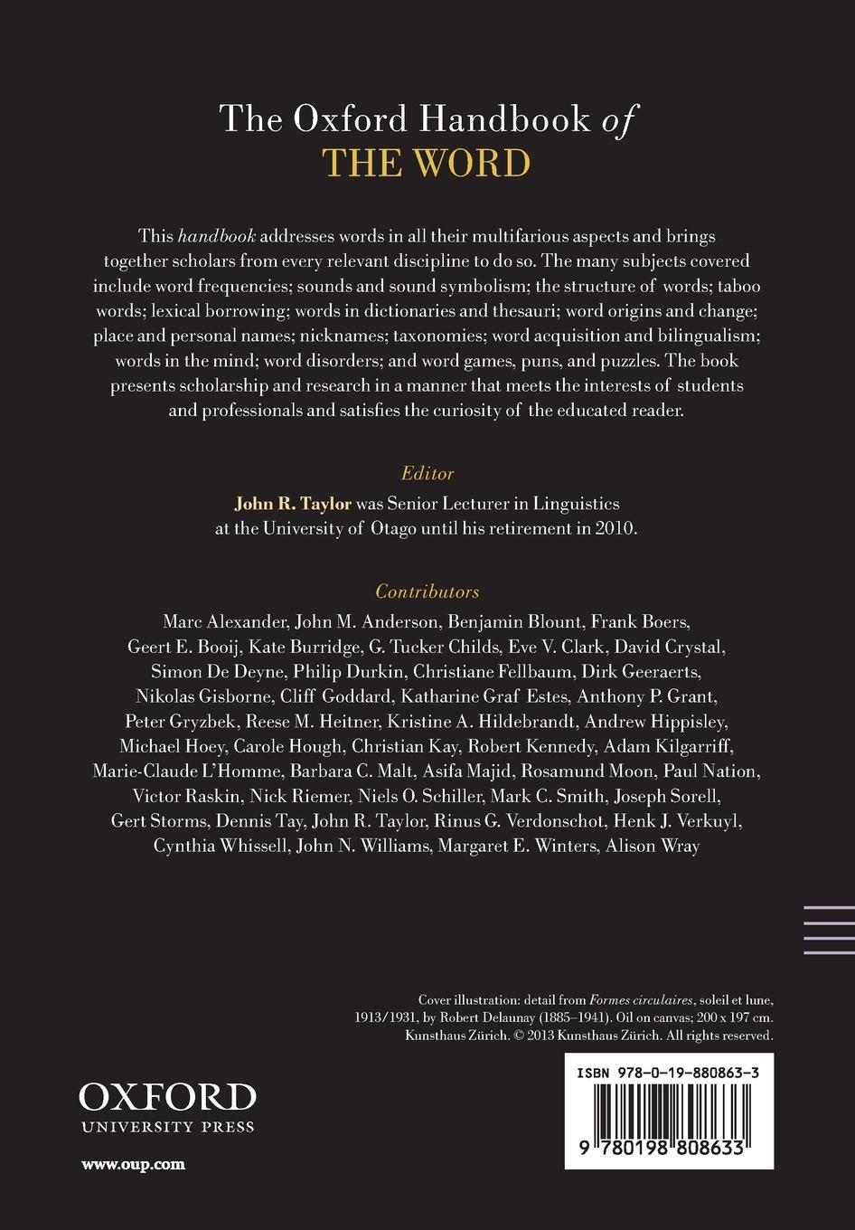 Rückseitencover The Oxford Handbook of the Word