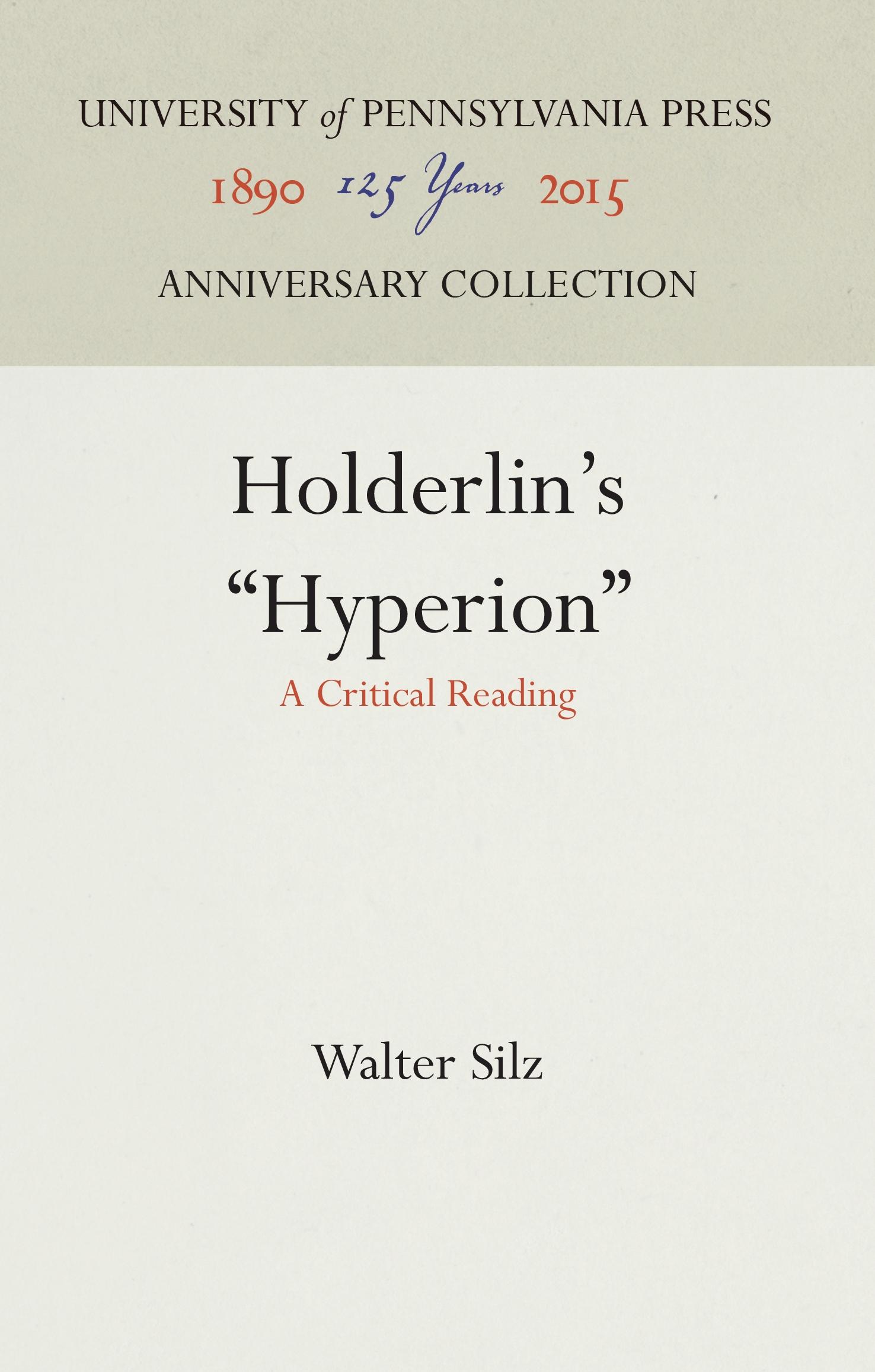 Vorderes Coverbild Hölderlin's Hyperion