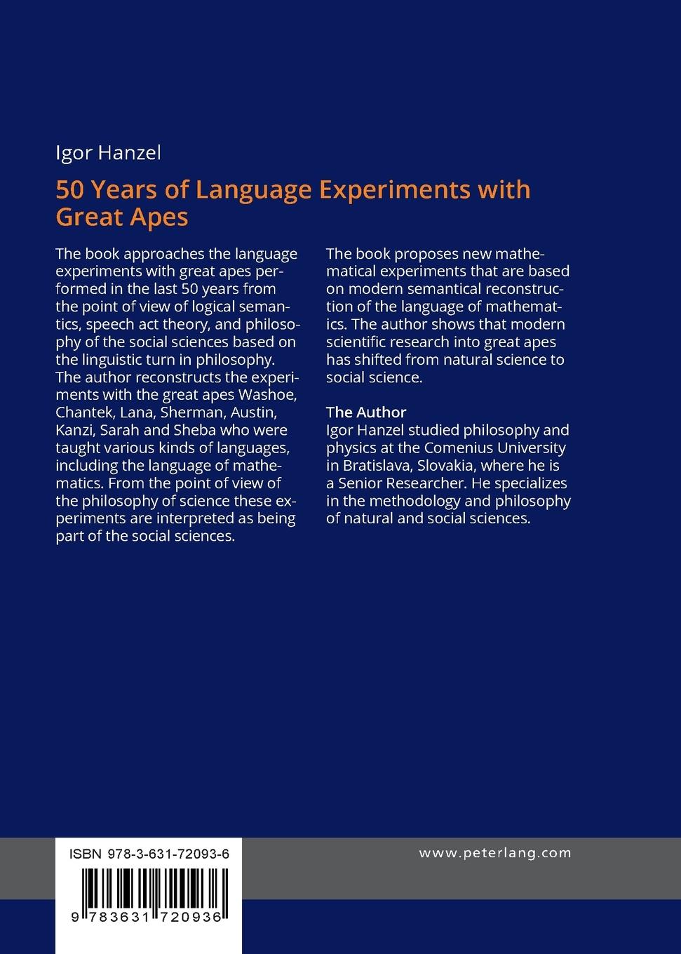 Rückseitencover 50 Years of Language Experiments with Great Apes