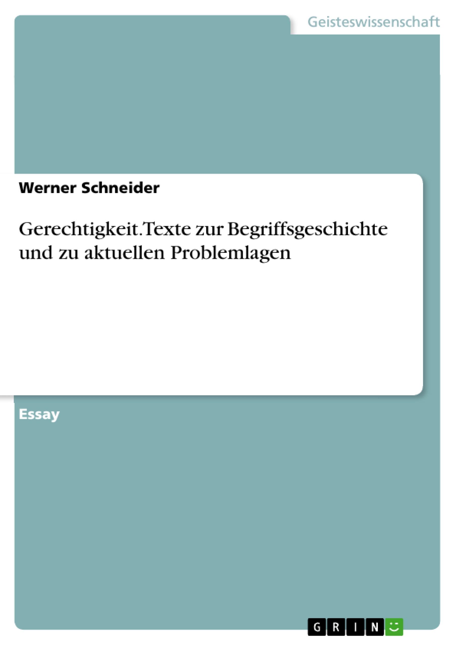 Vorderes Coverbild Gerechtigkeit. Texte zur Begriffsgeschichte und zu aktuellen Problemlagen
