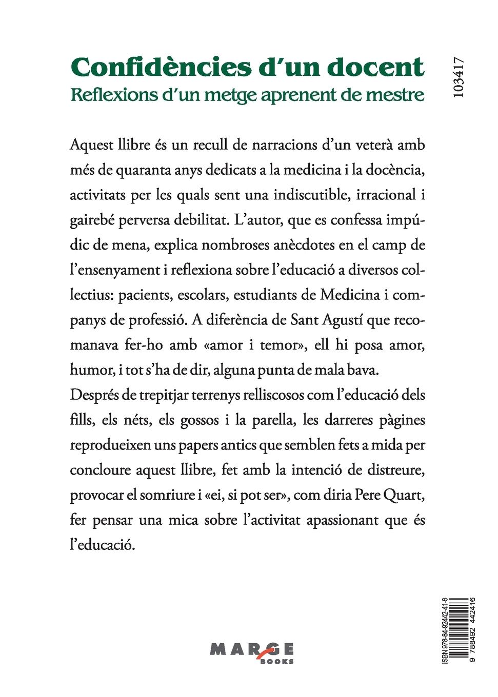 Rückseitencover Confidències d'un docent