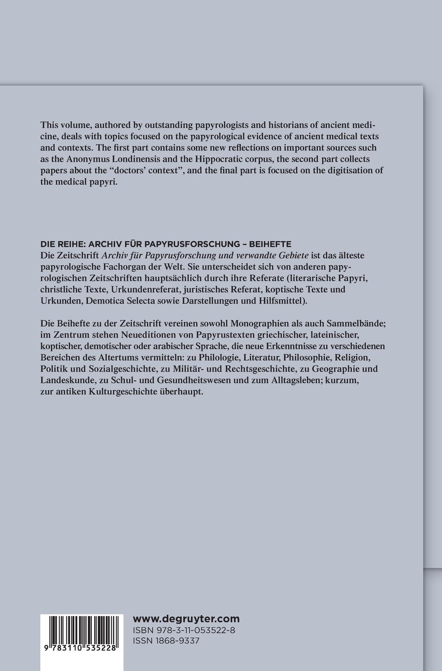 Rückseitencover Greek Medical Papyri