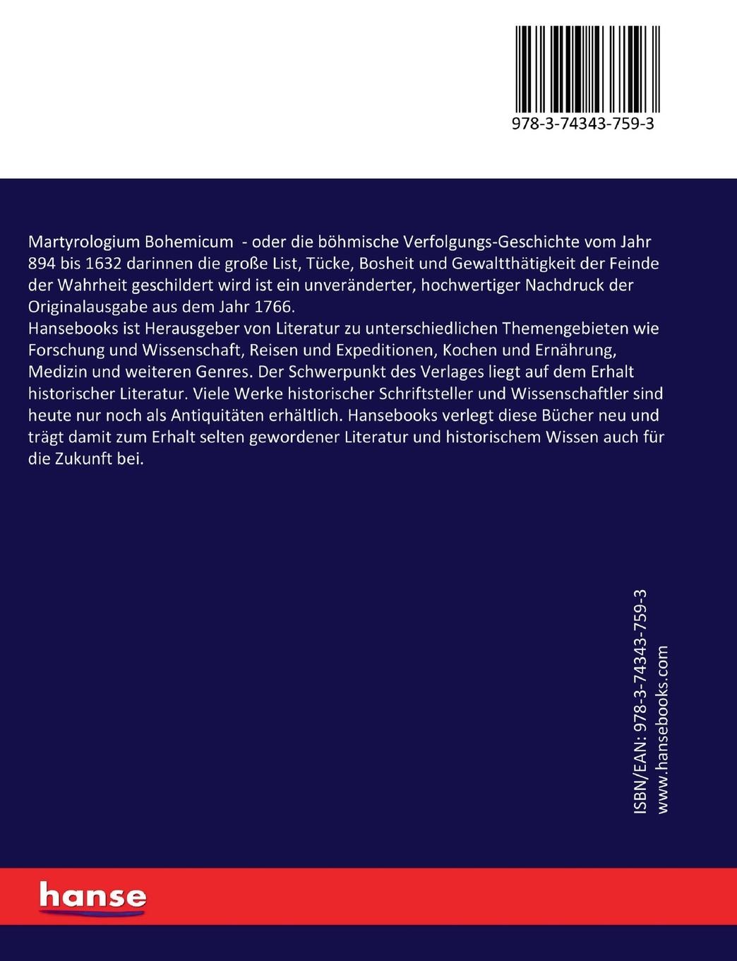 Rückseitencover Martyrologium Bohemicum