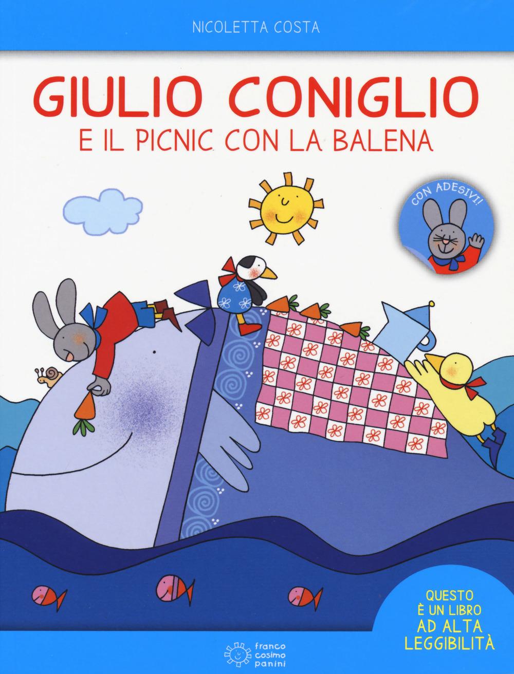 Vorderes Coverbild Giulio Coniglio e il picnic con la balena. Con adesivi