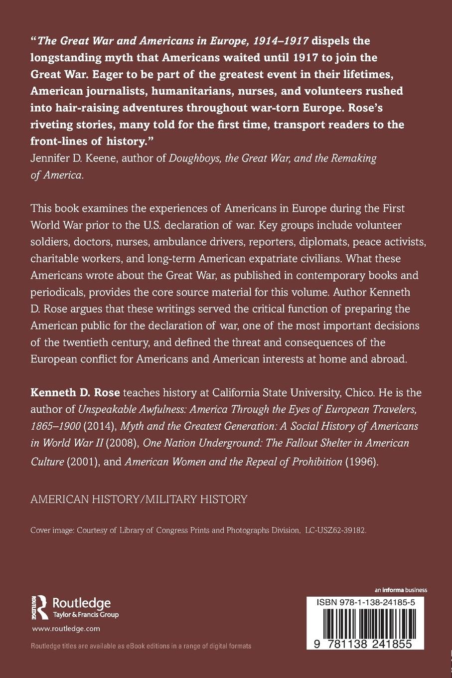 Rückseitencover The Great War and Americans in Europe, 1914-1917