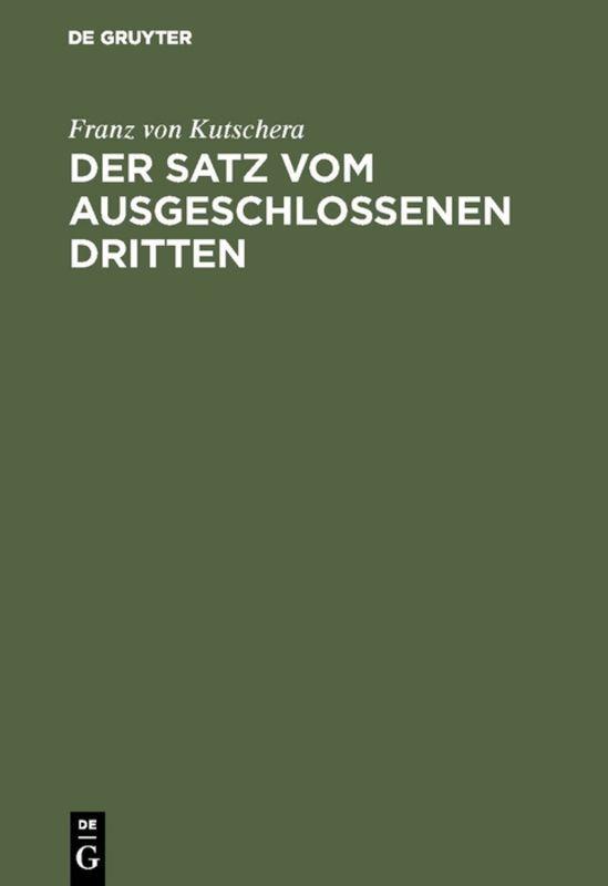 Vorderes Coverbild Der Satz vom ausgeschlossenen Dritten