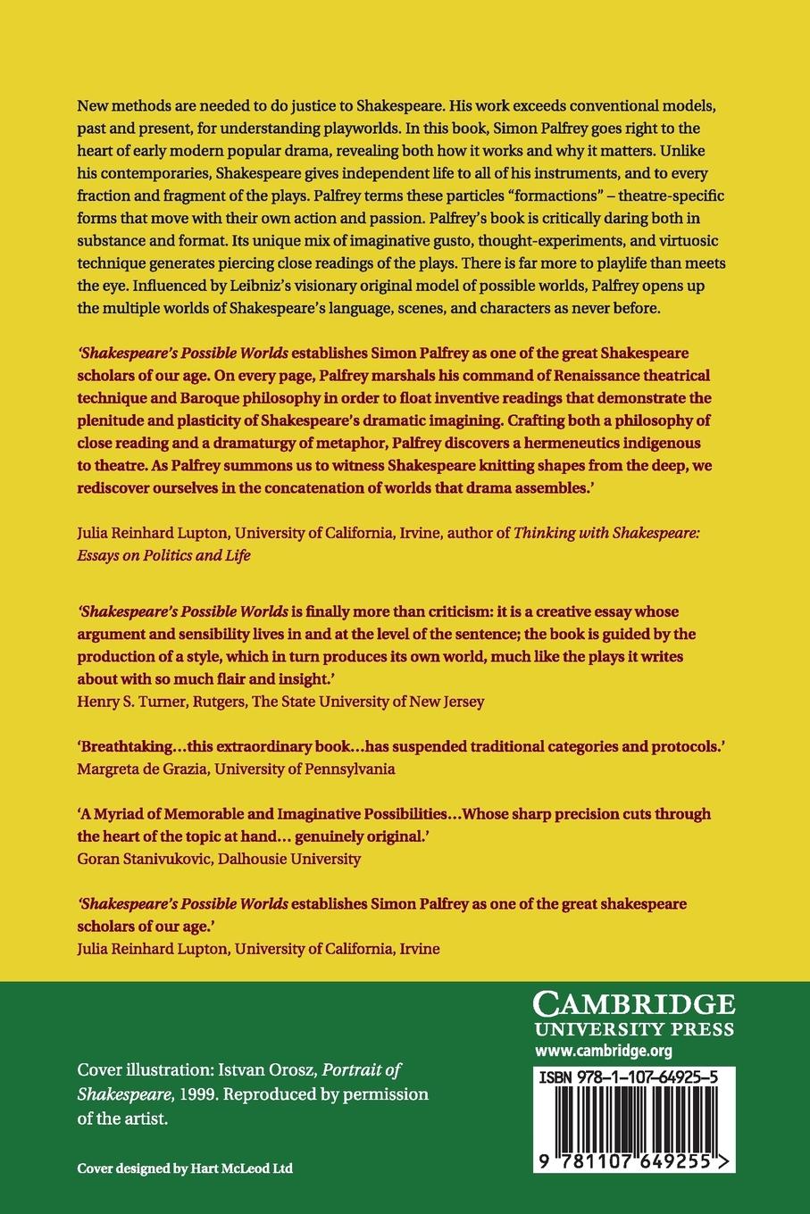 Rückseitencover Shakespeare's Possible Worlds