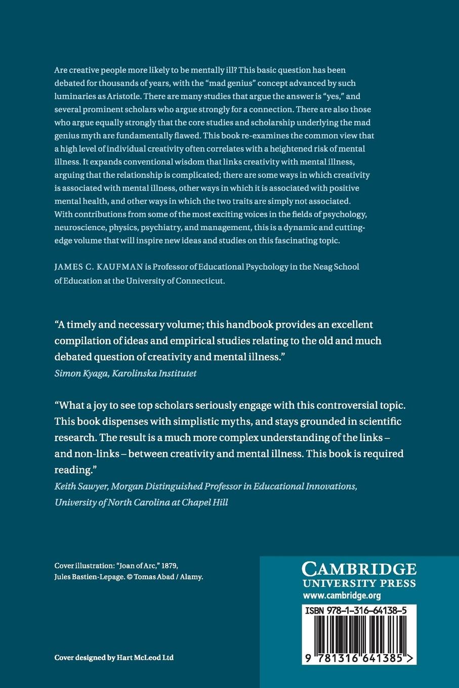 Rückseitencover Creativity and Mental Illness