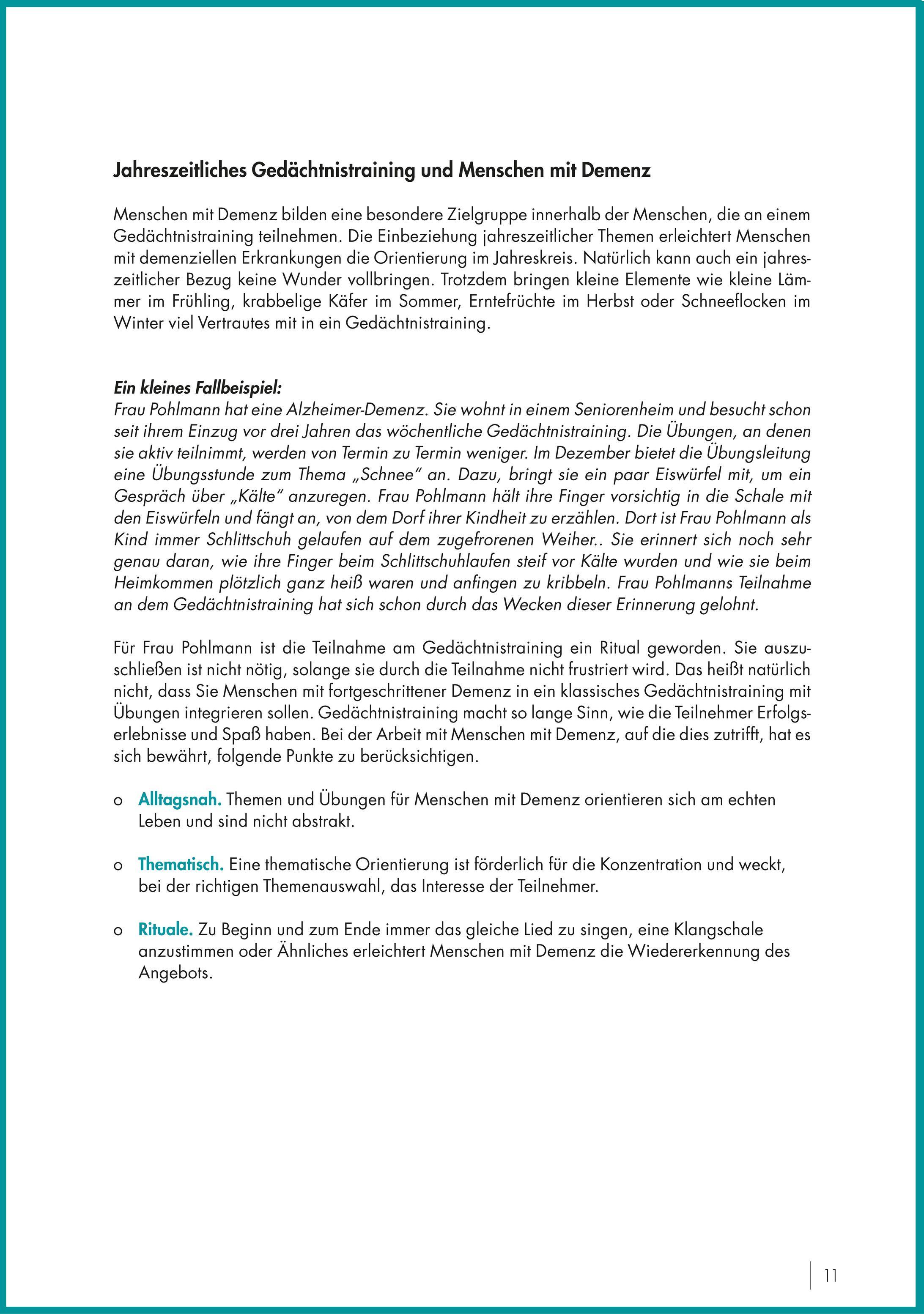 Beispielinhalt (Bild) Gedächtnistraining nach Jahreszeiten