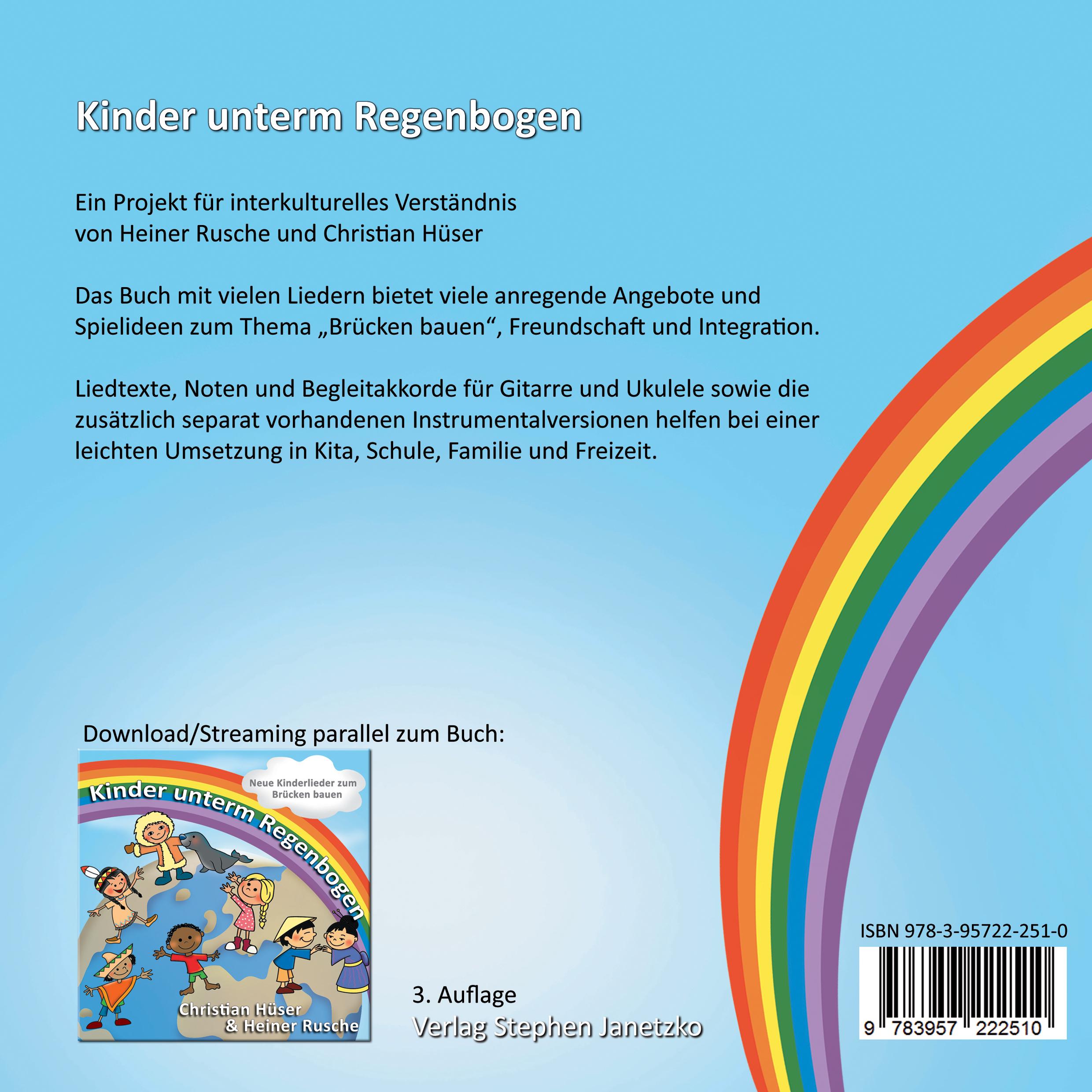 Rückseitencover Kinder unterm Regenbogen - Neue Kinderlieder zum Brücken bauen