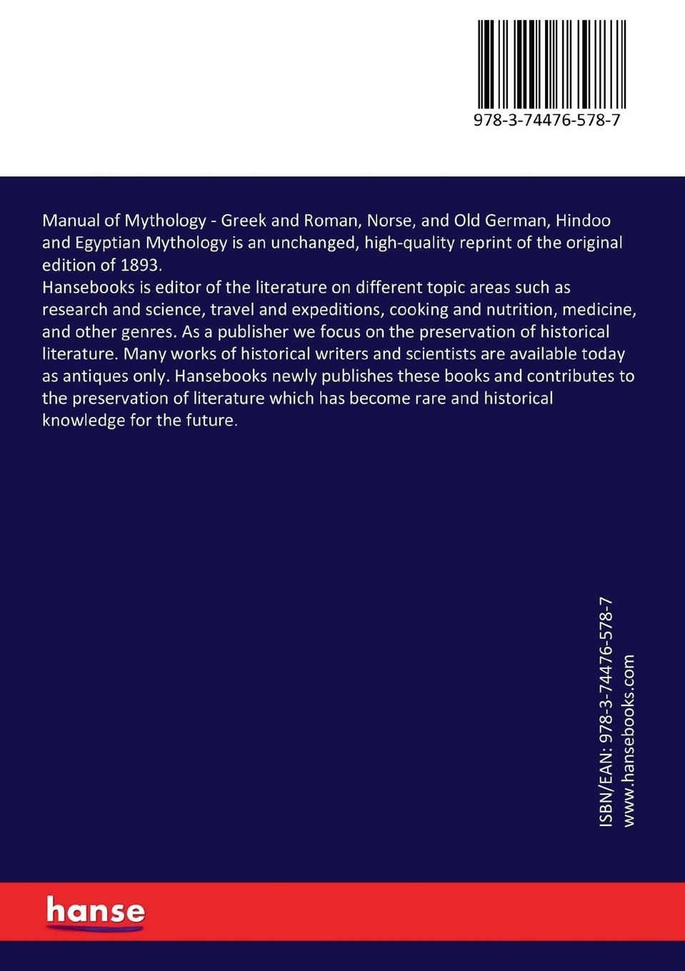 Rückseitencover Manual of Mythology