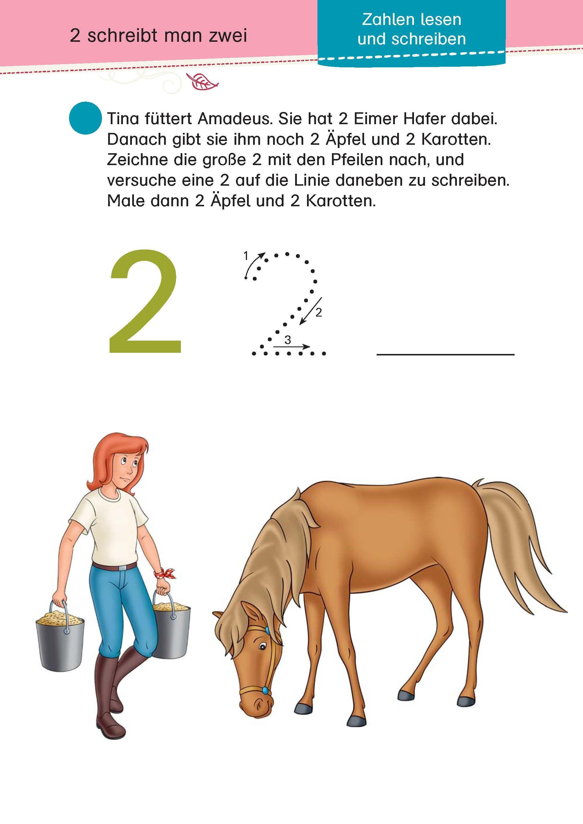 Beispielinhalt (Bild) Bibi & Tina Mein Schulstart-Block. Erstes Rechnen und Konzentration ab 5 Jahren