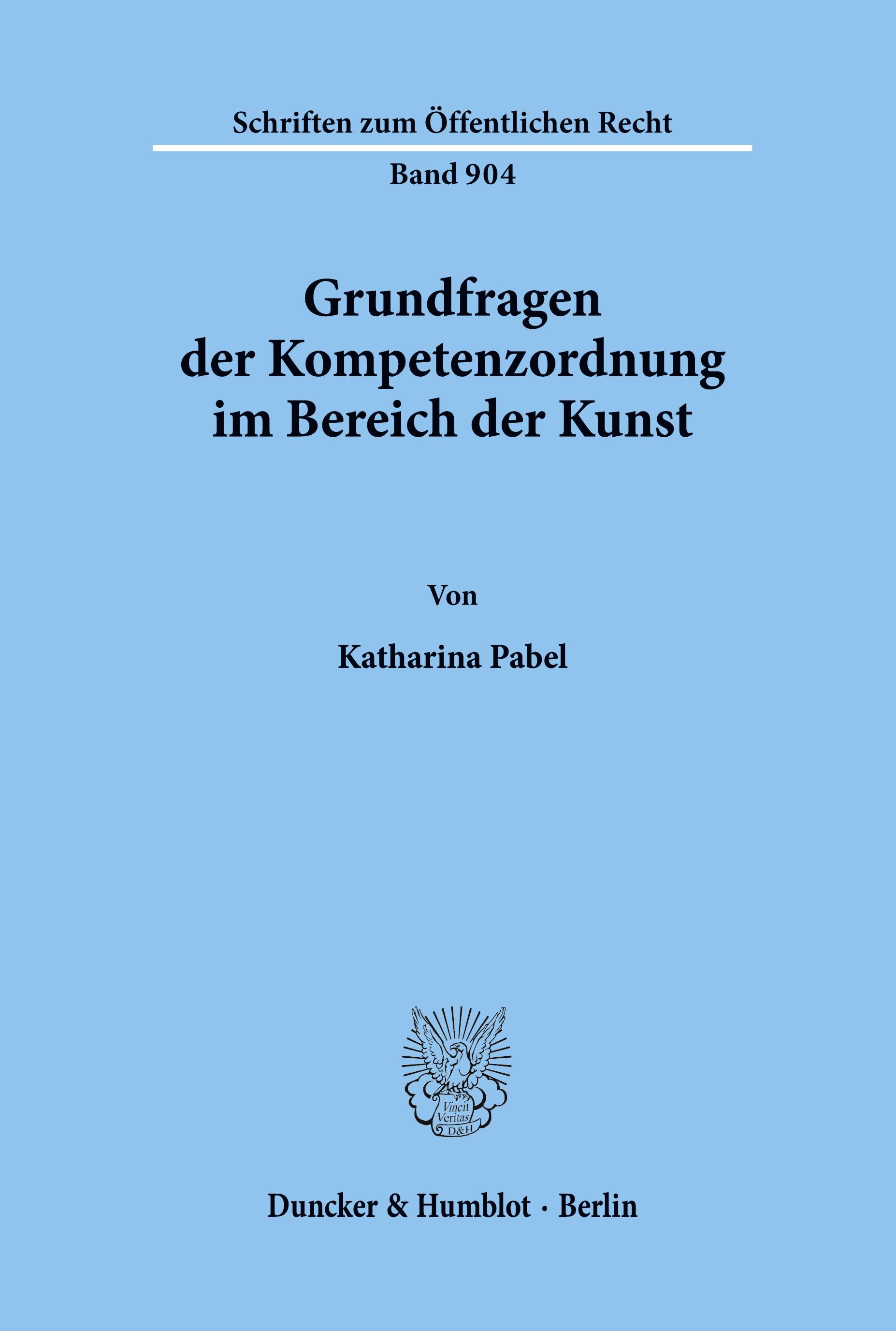 Vorderes Coverbild Grundfragen der Kompetenzordnung im Bereich der Kunst.