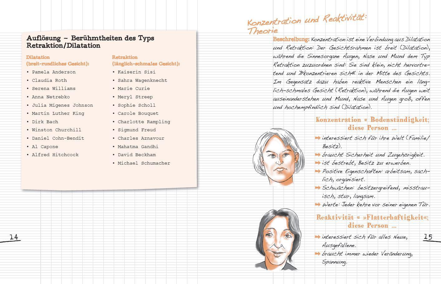 Beispielinhalt (Bild) Das kleine Übungsheft - Die Kunst, Gesichter zu lesen