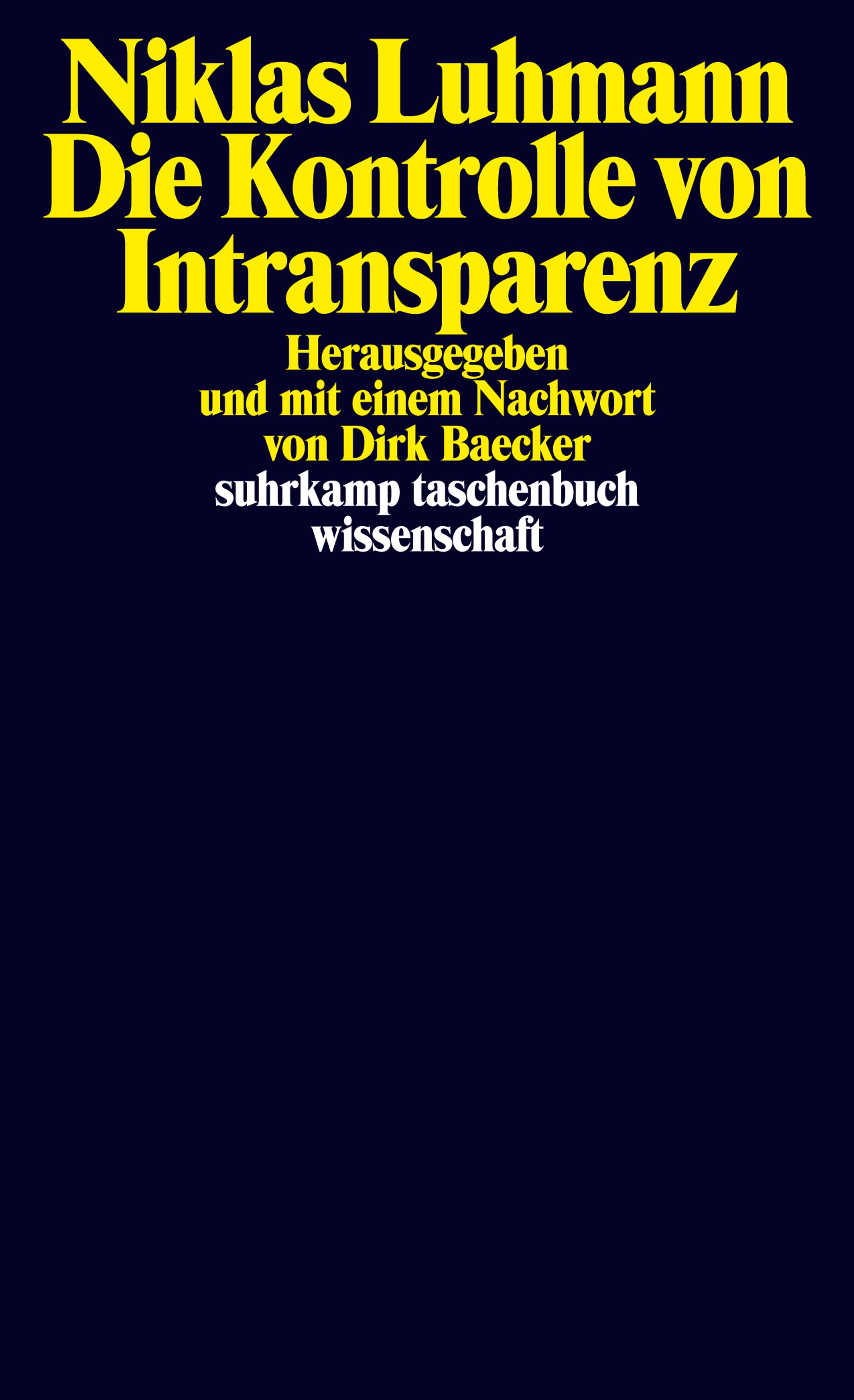 Vorderes Coverbild Die Kontrolle von Intransparenz