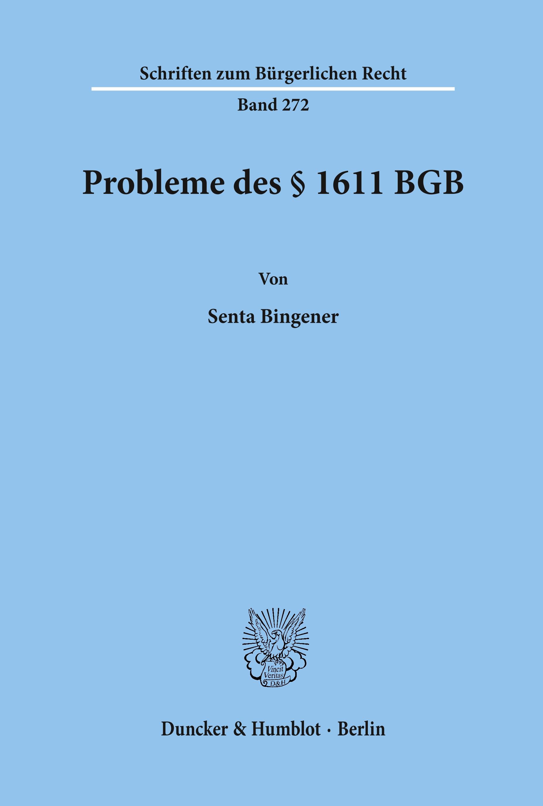 Vorderes Coverbild Probleme des § 1611 BGB.