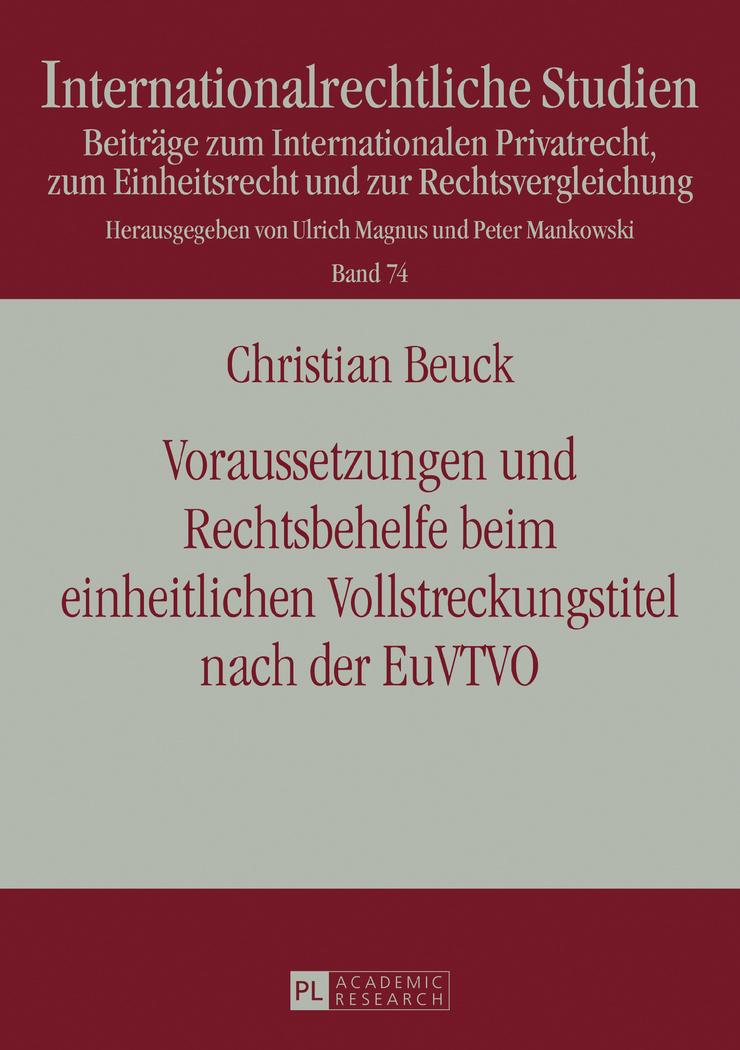 Vorderes Coverbild Voraussetzungen und Rechtsbehelfe beim einheitlichen Vollstreckungstitel nach der EuVTVO