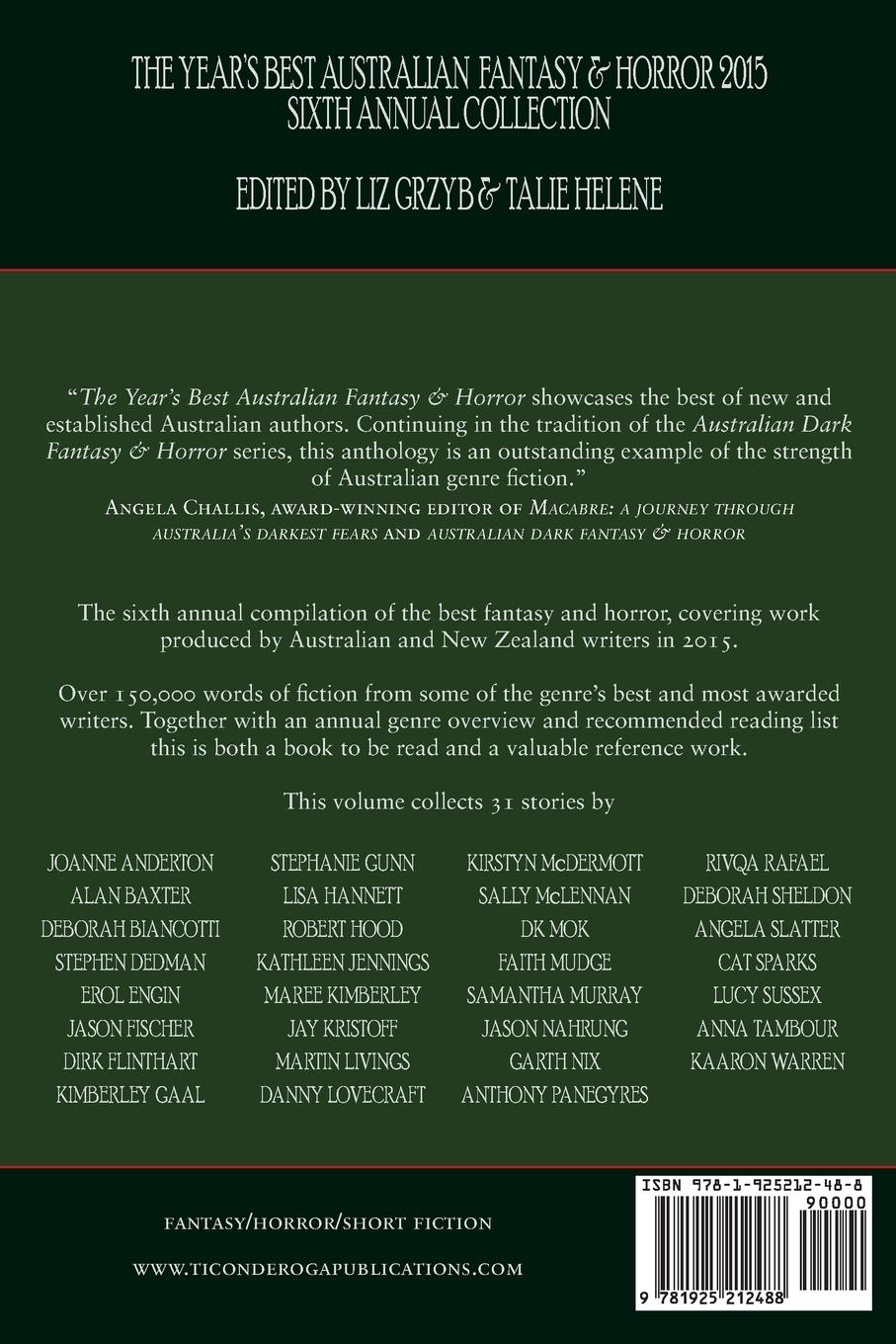 Rückseitencover The Year's Best Australian Fantasy and Horror 2015