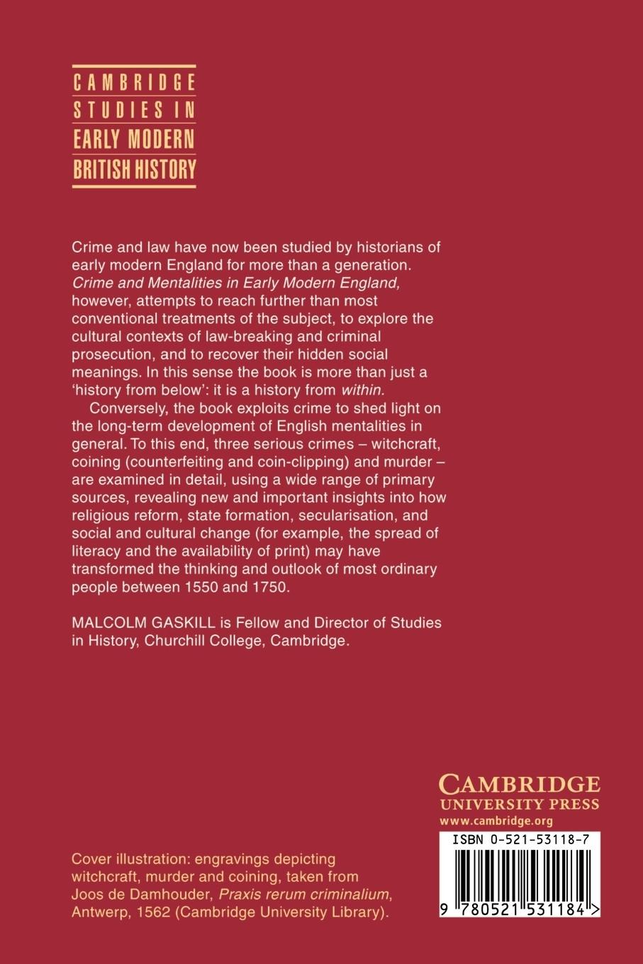 Rückseitencover Crime and Mentalities in Early Modern England