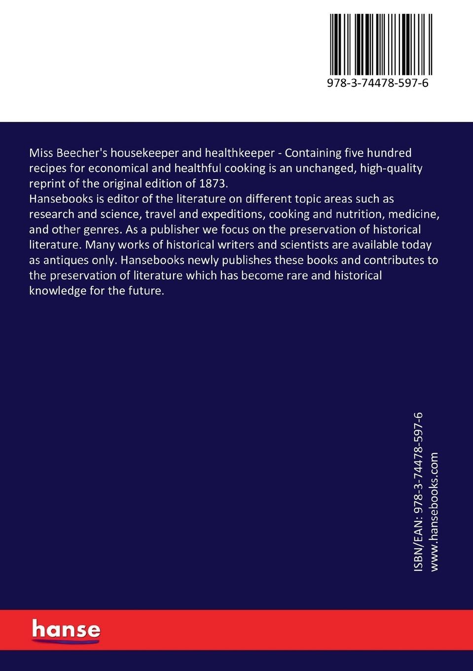 Rückseitencover Miss Beecher's housekeeper and healthkeeper