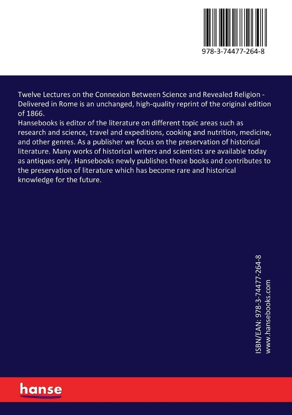 Rückseitencover Twelve Lectures on the Connexion Between Science and Revealed Religion