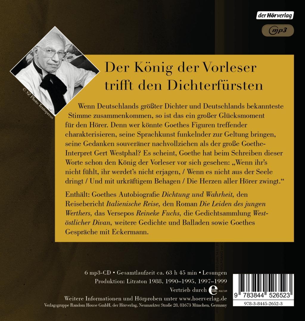 Beispielinhalt (Bild) Gert Westphal liest Johann Wolfgang von Goethe