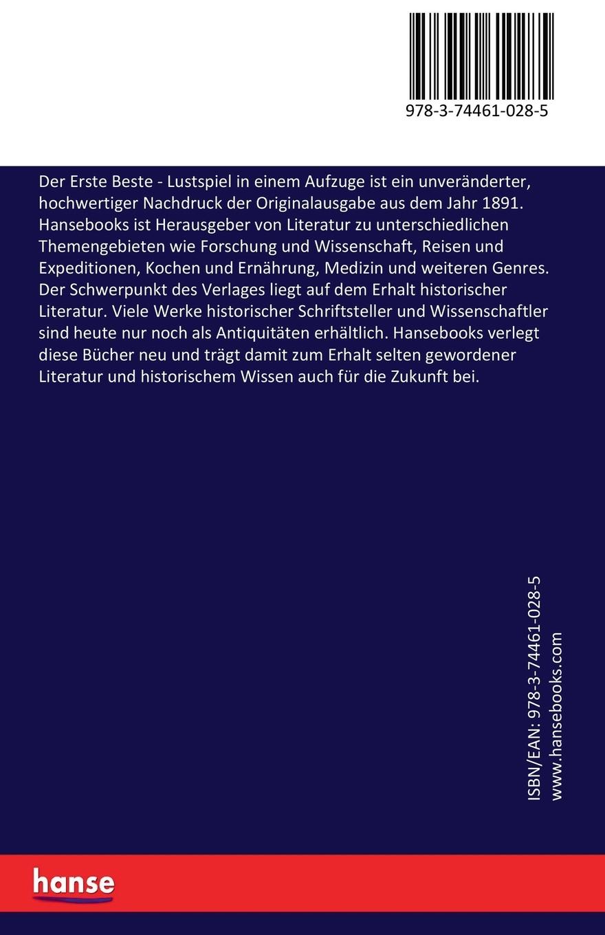Rückseitencover Der Erste Beste