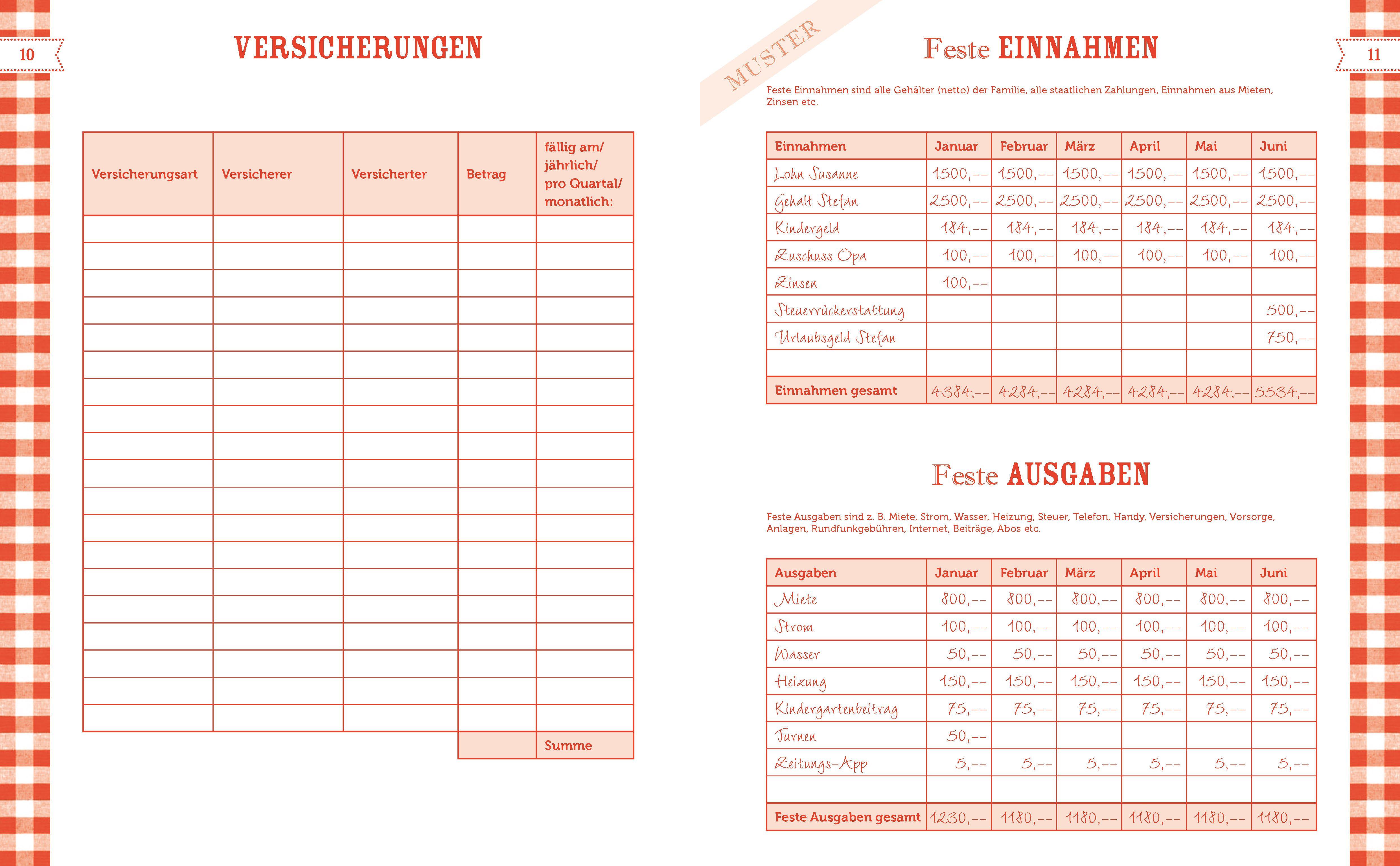 Beispielinhalt (Bild) Mein Haushaltsbuch