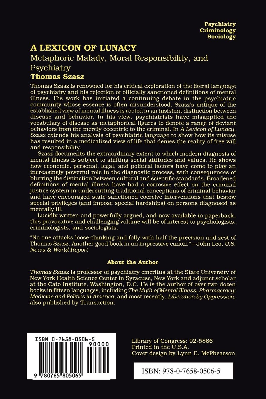 Rückseitencover A Lexicon of Lunacy