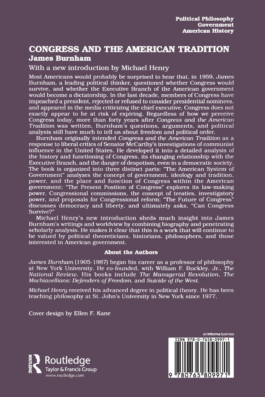 Rückseitencover Congress and the American Tradition