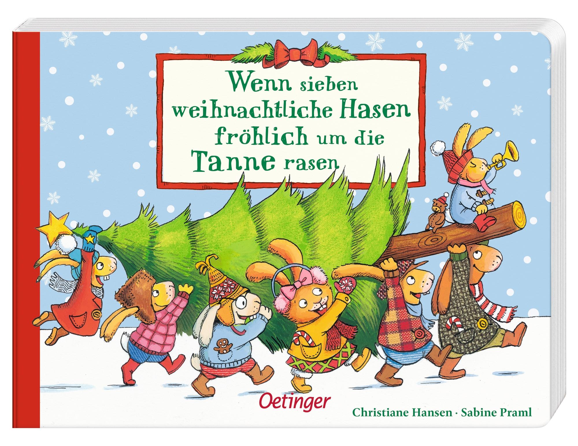 Beispielinhalt (Bild) Wenn sieben weihnachtliche Hasen fröhlich um die Tanne rasen