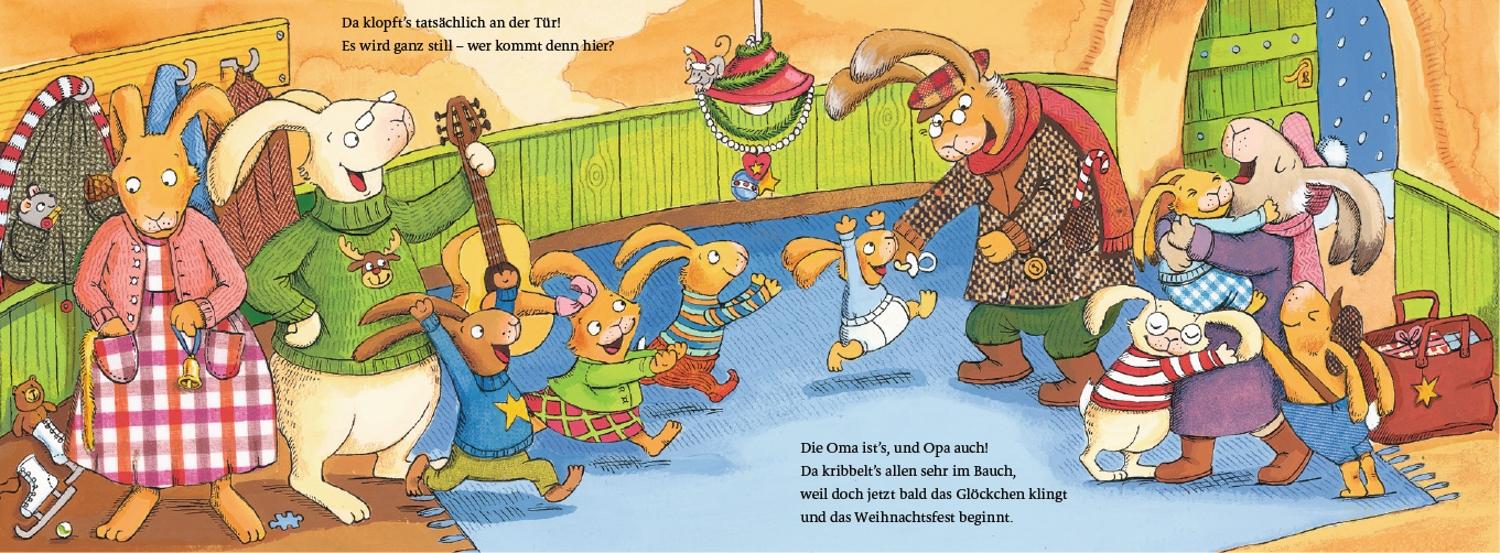 Beispielinhalt (Bild) Wenn sieben weihnachtliche Hasen fröhlich um die Tanne rasen