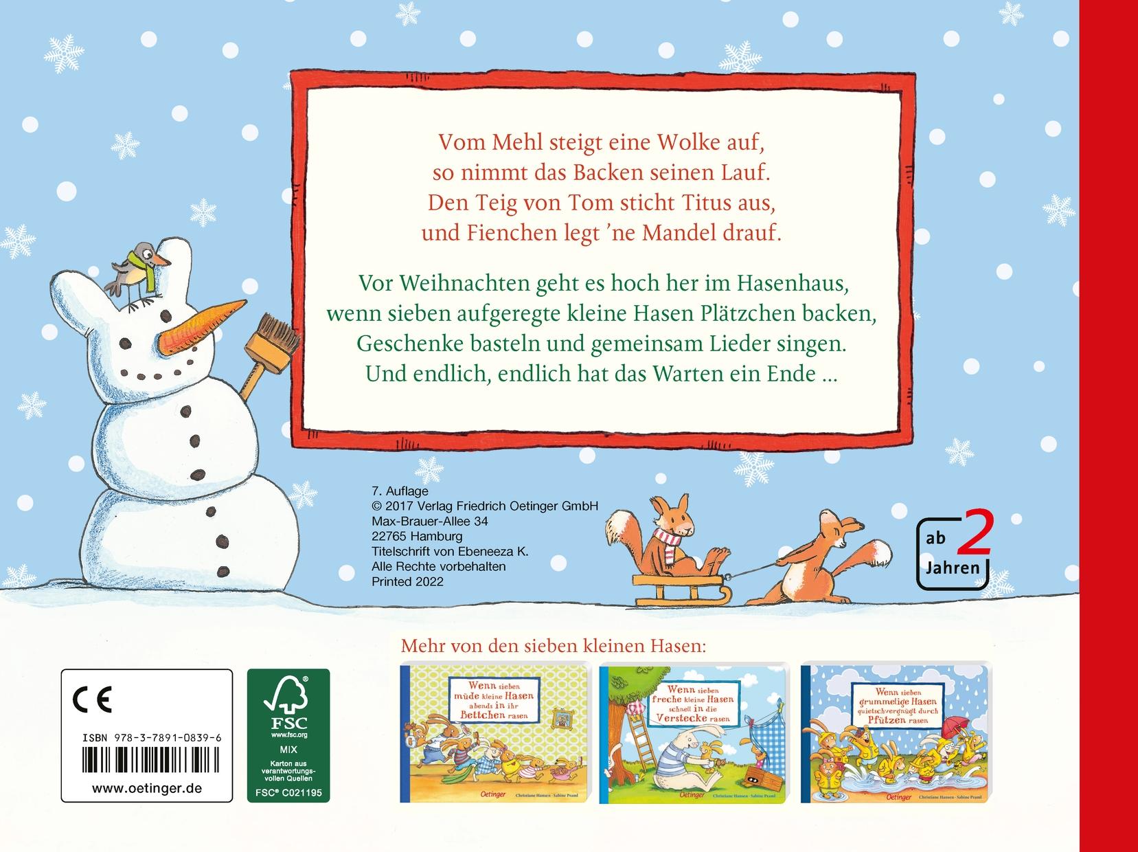 Rückseitencover Wenn sieben weihnachtliche Hasen fröhlich um die Tanne rasen