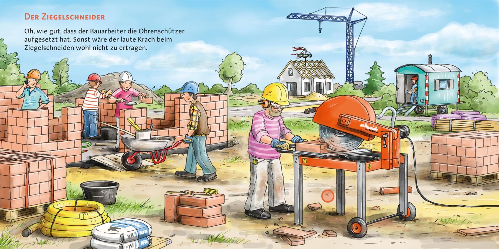 Beispielinhalt (Bild) Hör mal (Soundbuch): Auf der Baustelle