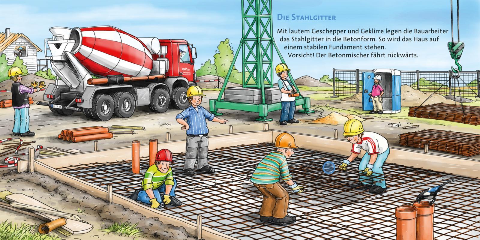 Beispielinhalt (Bild) Hör mal (Soundbuch): Auf der Baustelle