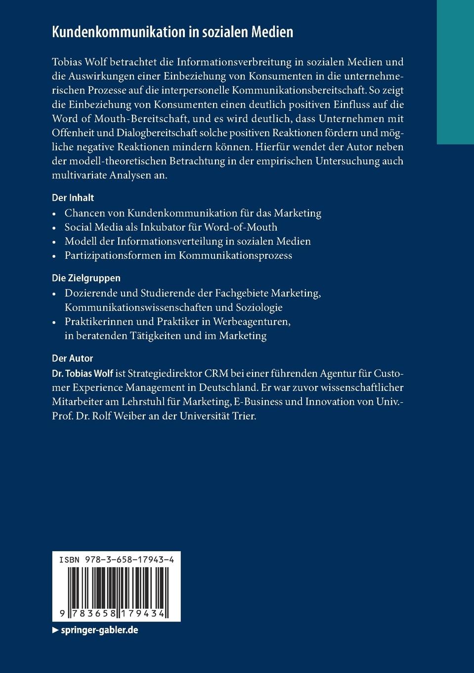 Rückseitencover Kundenkommunikation in sozialen Medien