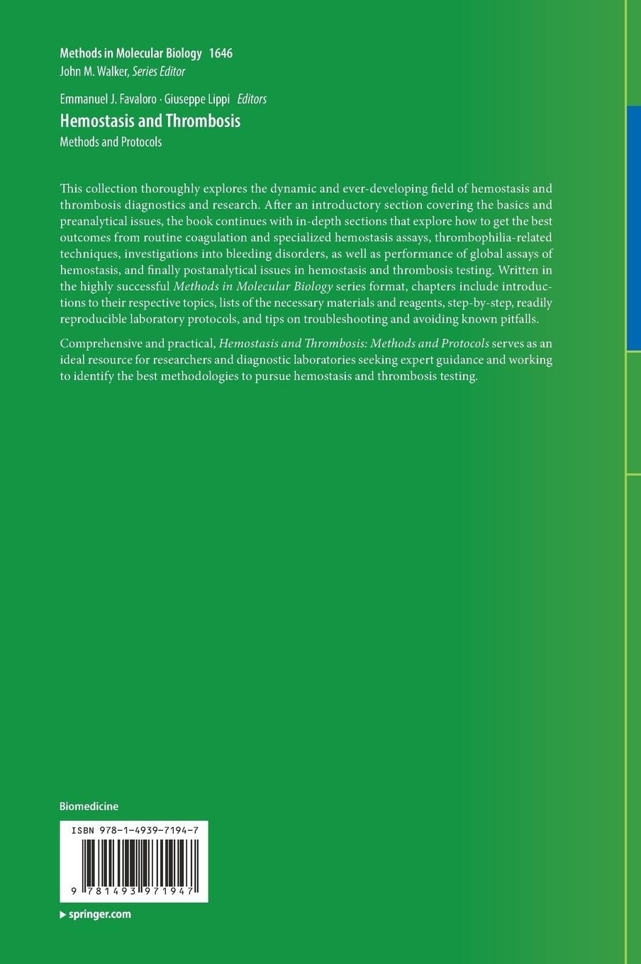 Rückseitencover Hemostasis and Thrombosis
