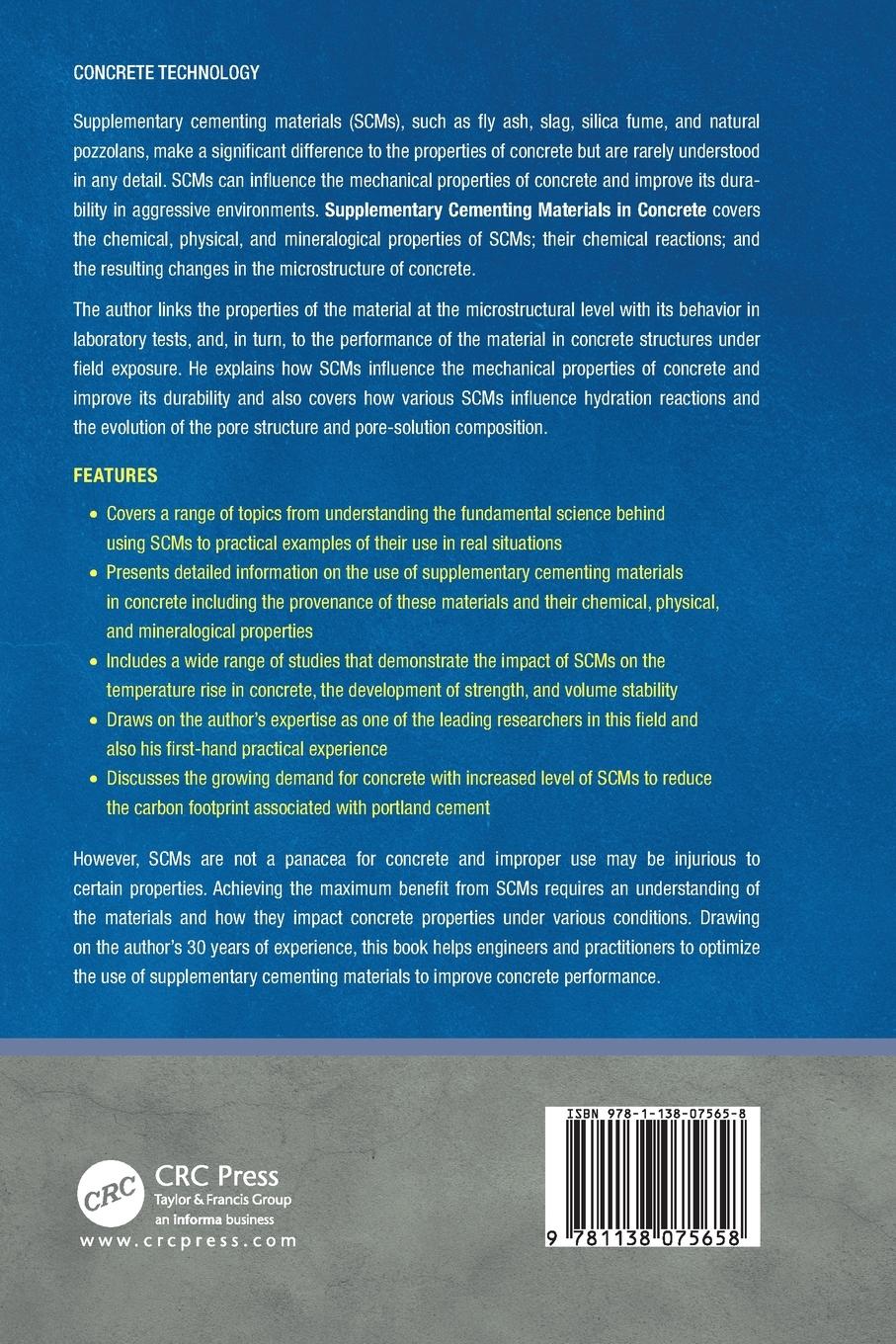 Rückseitencover Supplementary Cementing Materials in Concrete