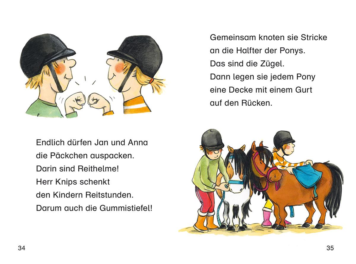 Beispielinhalt (Bild) Duden Leseprofi - Zwei Ponys halten alle auf Trab, 1. Klasse
