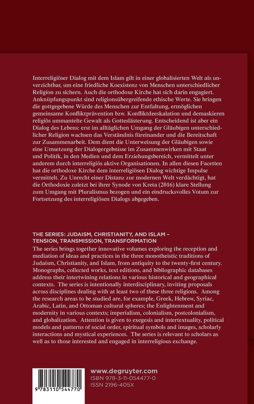 Rückseitencover Die orthodoxen Kirchen im interreligiösen Dialog mit dem Islam