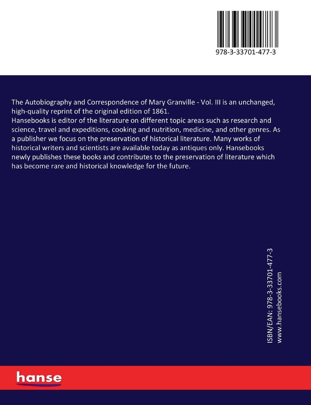 Rückseitencover The Autobiography and Correspondence of Mary Granville
